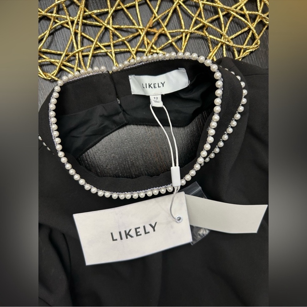 Likely Black Lovey Mini Dress Pearl Embellished